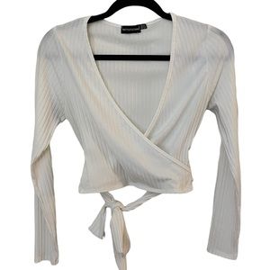 PrettyLittleThing Ribbed Tie Shirt